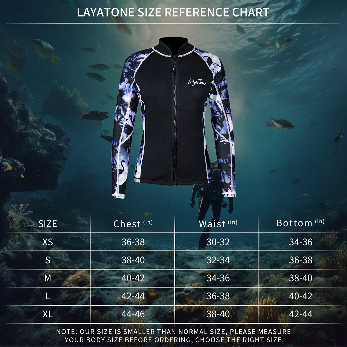 LayaTone Wetsuit Top Men Women 3mm Neoprene Jacket, Optional Neoprene/Lycra Sleeve Wetsuit Jacket for Surfing Diving Snorkeling Canoeing