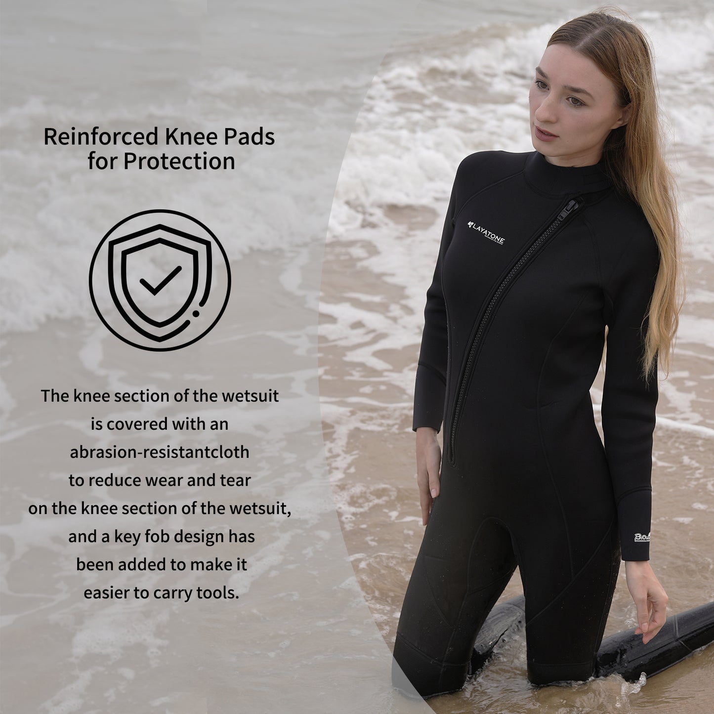 LayaTone Wetsuits for Men Wetsuit Women, 3mm Neoprene Wetsuit Full Body Front Zipper Wet Suits for Diving Snorkeling Surfing Swimming in Cold Water