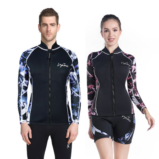 LayaTone Wetsuit Top Men Women 3mm Neoprene Jacket, Optional Neoprene/Lycra Sleeve Wetsuit Jacket for Surfing Diving Snorkeling Canoeing