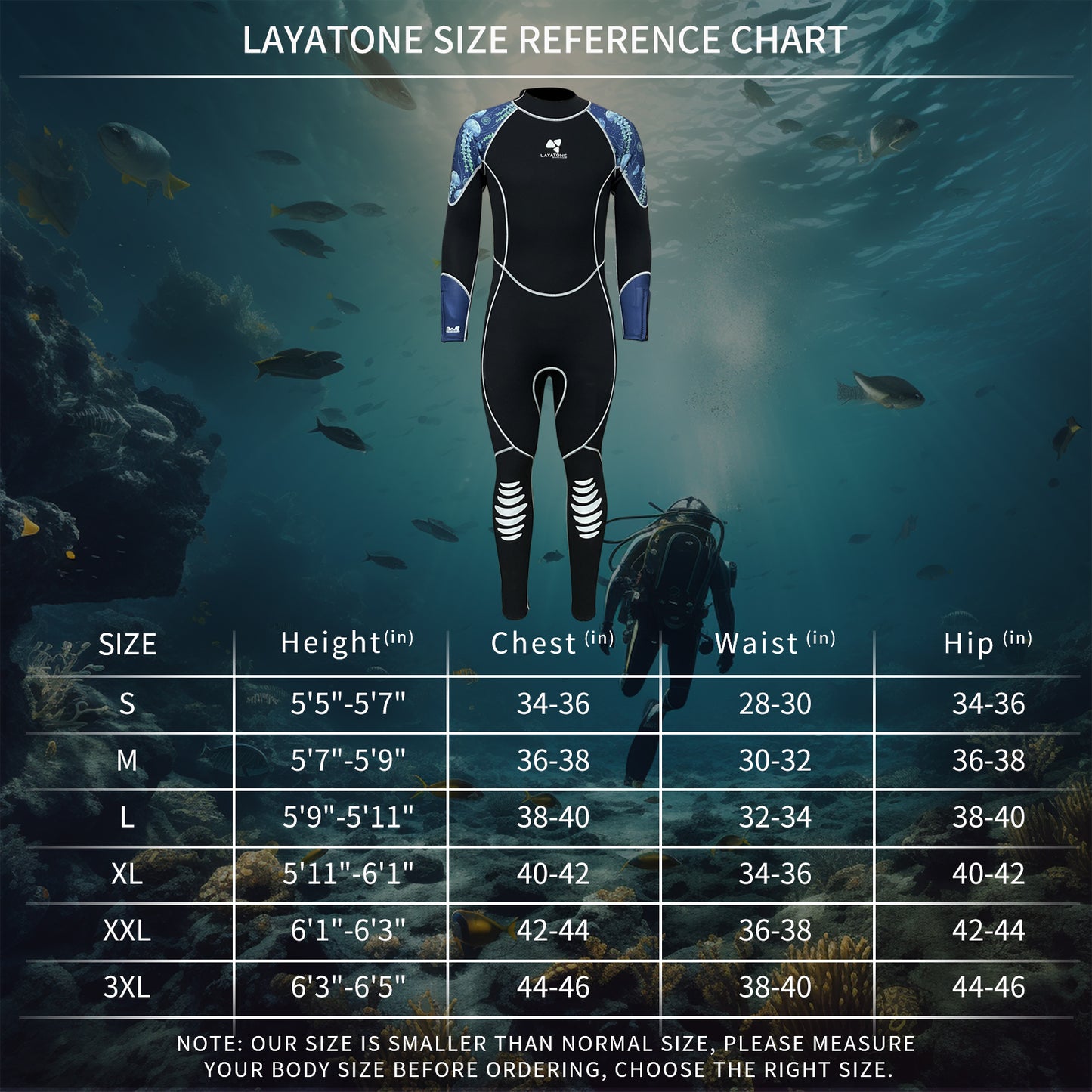 LayaTone Wetsuit Women Full Body 3mm Neoprene Diving Suit with Back Zip, Wetsuits for Women in Cold Water Swimming Diving Snorkeling Kayaking