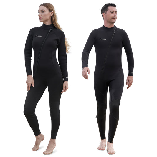 LayaTone Wetsuits for Men Wetsuit Women, 3mm Neoprene Wetsuit Full Body Front Zipper Wet Suits for Diving Snorkeling Surfing Swimming in Cold Water